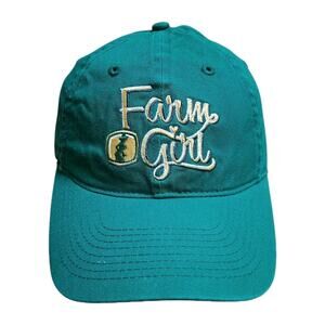 Farm Girl Hat Green Yellow Script Baseball Cap Cute
